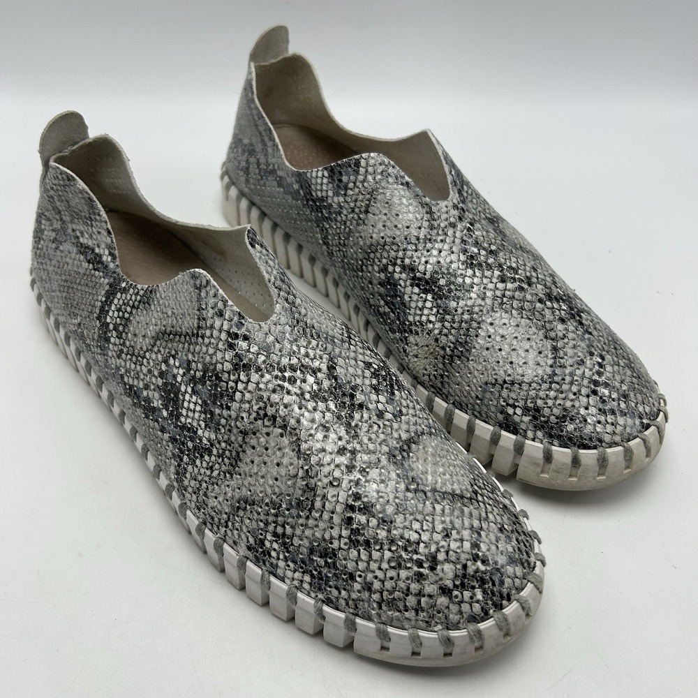 Ilse Jacobsen Shoe Womens 9.5 Snake Print Leather Slip On Sneaker 40 Preppy Read